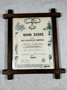 Vintage Boy Scouts of America Wood Badge Certificate Framed